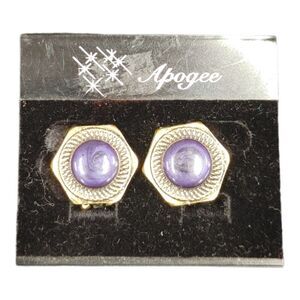 LADIE'S APOGEE GOLD TONE AND PURPLE CLIP ON EARRINGS.